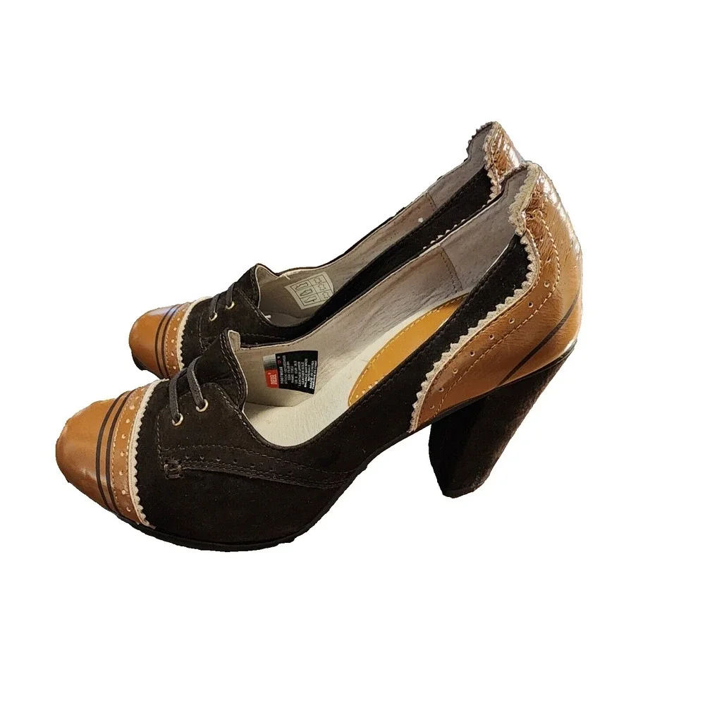 Diesel® (Women's SIZE 8) LIIEU™ Leather Oxford Pump in Brown/Black - $299